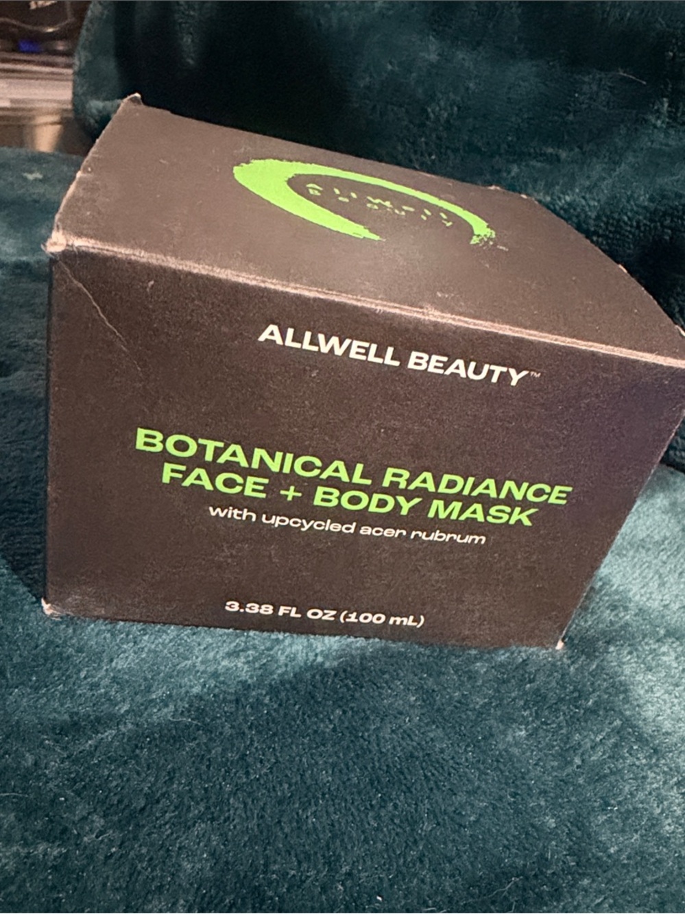 Allwell Beauty Botanical Radiance Face + Body Mask — Black & Lime Green Box